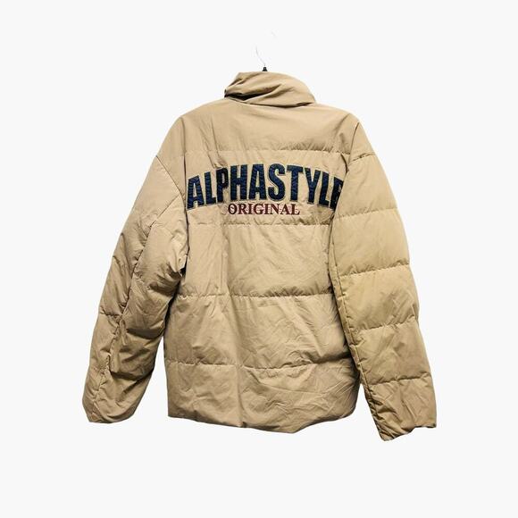 AlphaStyle Beige Puffer Jacket‎ Men’s Size Small - Picture 1 of 10